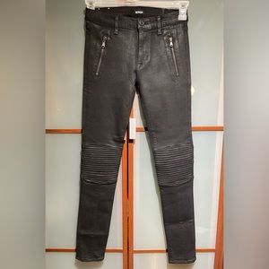 Hudson Stark Moto Coated Skinny Jeans Size 27